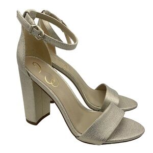 Sam Edelman ankle strap open toe block heel gold sandals women Size 5.5M